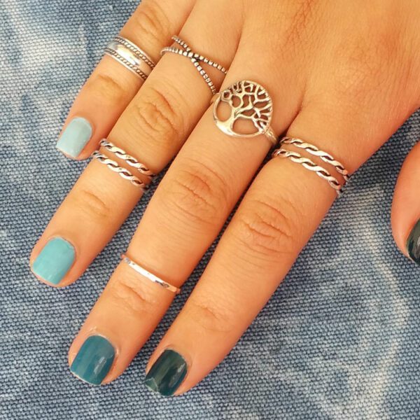 1mm Adjustable Rock Mid Finger Silver Ring Studio Jewellery Australia