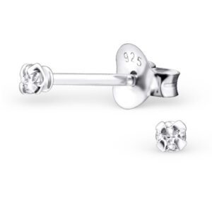 Extra Small Silver Cubic Zirconia Ear Studs