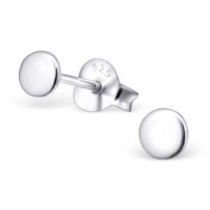 Flat Round Disc Silver Sleeper Studs