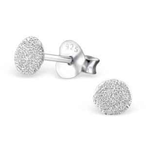 Roughened Round Disc Silver Sleeper Studs