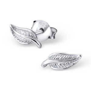 Tiny Leaf Sterling Silver Ear Studs