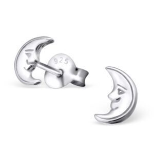 Man in the Moon 925 Sterling Silver Ear Studs