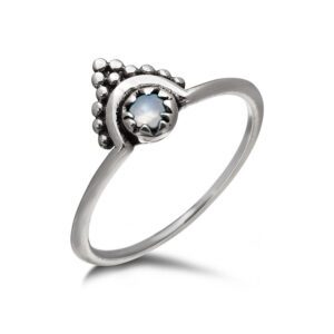Beaded Boho Moonstone Silver Ring