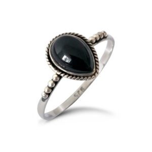Water Drop Onyx Sterling Silver Ring