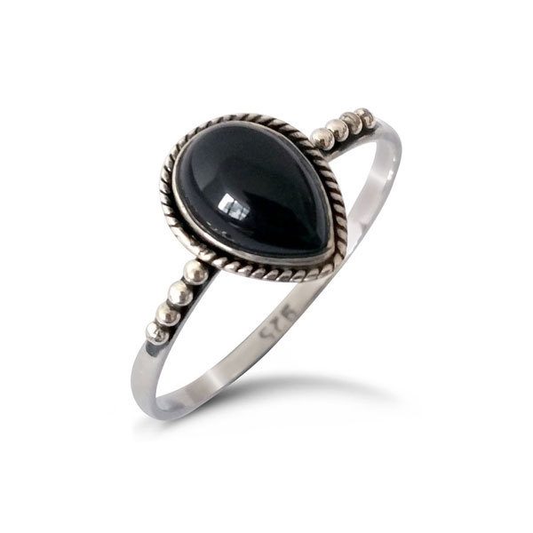 Water Drop Onyx Sterling Silver Ring - Studio Jewellery Australia