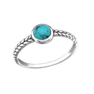 Turquoise Fine Banded Silver Ring