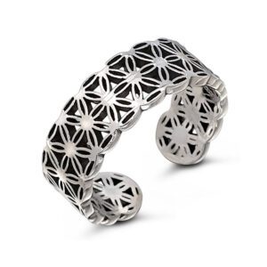 Star Band Adjustable Silver Ring