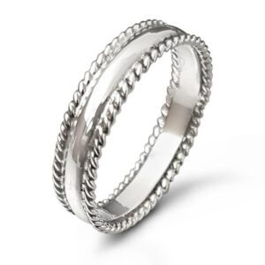Double Rope Band Silver Ring