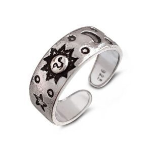 Star Moon Sun Silver Knuckle Ring