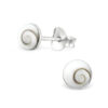 Small Round Shiva Shell Swirl Silver Earring Studs