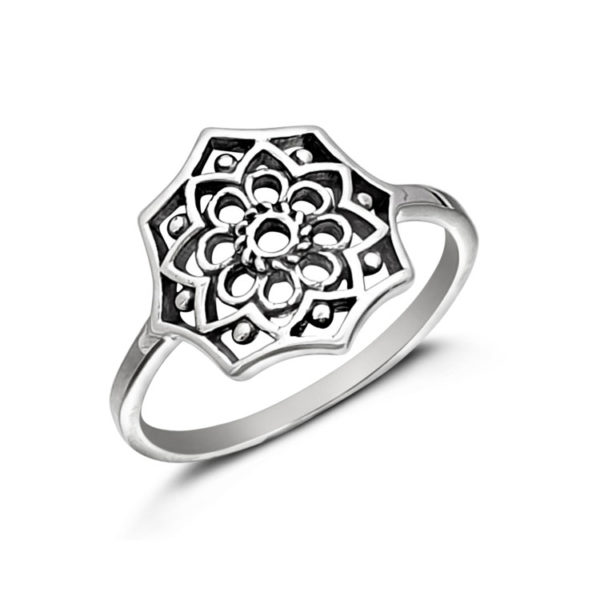 White - Saanjh Bela Mandala Oxidised Ring