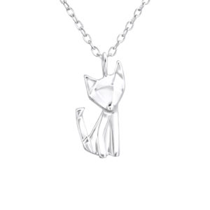 Origami Fox Silver Necklace