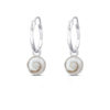 Shiva Shell Disc Charm Silver Hoop Earrings