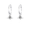 Bee Charm Silver Hoop Earrings