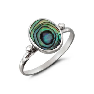 Big Oval 1 Bead Silver Abalone Ring
