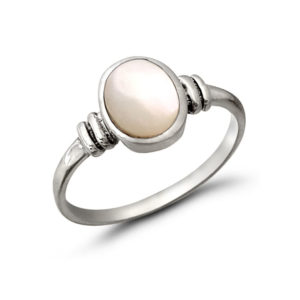 White Shell Silver Ring