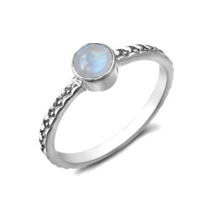 Dot Band Moonstone Silver Gemstone Ring