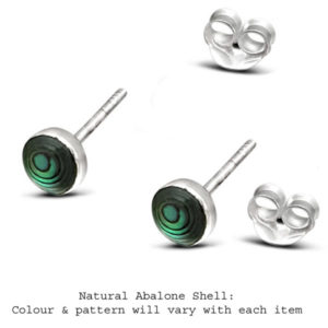 4mm Abalone Circle Silver Earring Studs