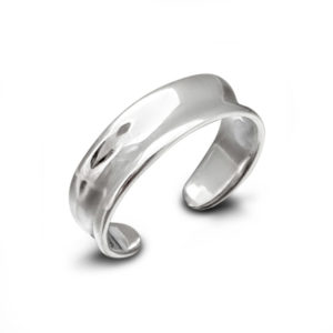 Adjustable Concave Mid Finger Silver Ring