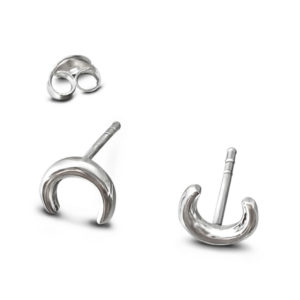 Crescent Moon Silver Earring Studs