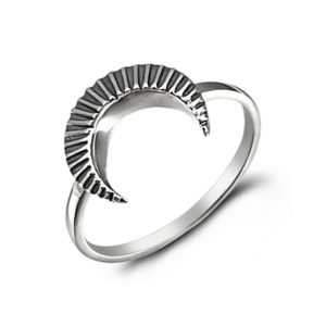Crescent Moon Silver Boho Ring