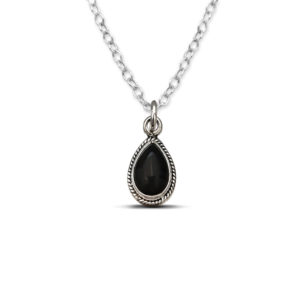 Water Drop Onyx Silver Necklace