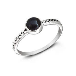 Onyx Fine Banded Silver Ring