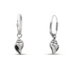 Smooth Cone Shell Silver Hoop Charm Earrings