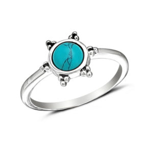 3 Bead Turquoise Silver Ring