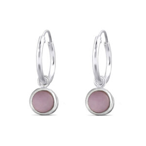 5mm Circle Rose Quartz Hoop Charm Earrings