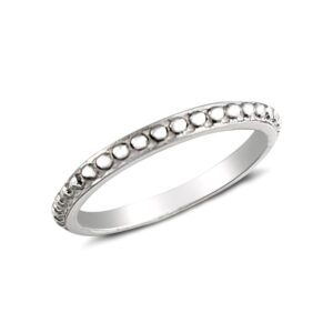 3mm Beaded Silver Stacker Polished Band Ring