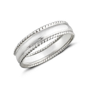 Double Rope Polished Band Silver Ring