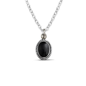 Black Onyx Oval Silver Necklace