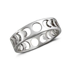 Phases of Moon Silver 5mm Band Ring