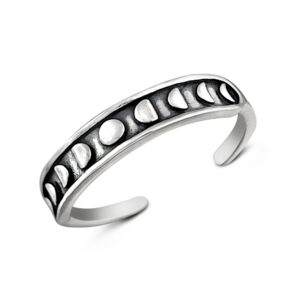 Phases of Moon Oxidised Silver Midi Ring