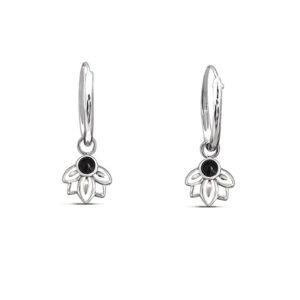 Mandala Hoop Charm Silver Earrings