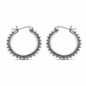 Beaded Sterling Silver Hoop Earrings