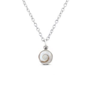 Shiva Shell Disc Charm Silver Pendant Necklace