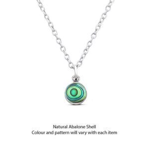 Abalone Shell Disc Charm Silver Pendant Necklace