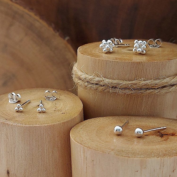 4mm Sterling Silver Round Cut CZ Earring Studs