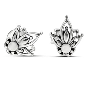 Silver Mandala Flower Earrings Studs