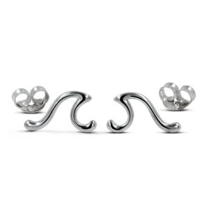 Surf Wave Silver Earring Studs