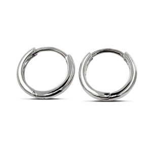Plain 11mm Silver Hoop Huggie Earrings