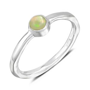 Opal Hammered Silver Ring