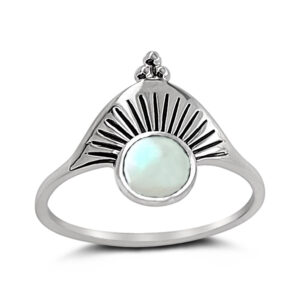 White Shell Sunrise Silver Ring