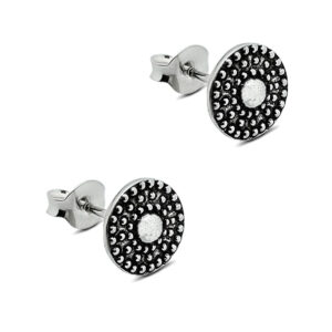 Beaded Disc Silver Studs