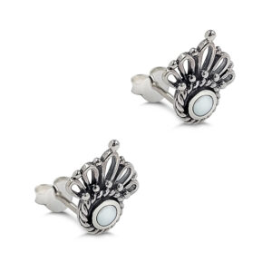 Floret White Shell Silver Studs