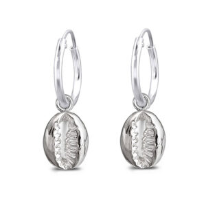 Silver Cowrie Hoop Earrings
