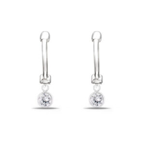Tiny Cubic Zirconia Hoop Charm Earrings