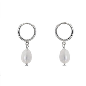 Fresh Water Pearl Hoop Charm Earrings
